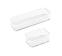 EXCEART Boîte à Tiroir Pratique 2 Pièces en Pp Blanc, Multifonction et Modulable, Cuisine et Rangement Domestique Organisé