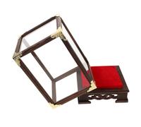 EXCEART Boîte de Rangement Transparente en Bois et Verre Finition Soignée Vitrine Multi-Usage pour Statues Bouddha et Poupées pour Table ou Cabinet