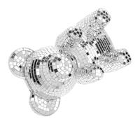 EXCEART Boule Disco Ours Petit Modèle Argenté Décoration Intérieure Réfléchissante en Verre Miroir Boule à Facettes Disco pour Fête et Bureau Objet Décoratif