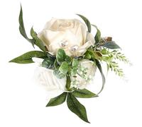 EXCEART Bracelet de Fleurs de Mariage en Tissu de Soie Délicat Feuilles Vertes, Accessoire Costume Élégant Mariée Lors Fête de Mariage