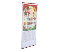 EXCEART Calendrier Mural Feng Shui 2026 Du Nouvel An Lunaire Chinois, Motif Cheval, Imitation Rotin, Pour Salon, Bureau, Décoration
