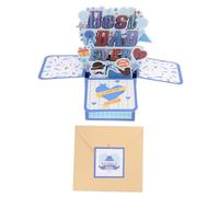 EXCEART Carte de voeux en trois dimensions carte papa carte de voeux papier décoration toi remercier drôle carte de bénédiction pour la fête des pères carte de vœux Blue