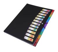EXCEART Dossier Extensible à Pochettes Multiples en Pp Noir, Organisateur de Documents Portable avec Grosse Capacité et Style Accordéon, pour Voyage et Étude