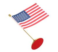 EXCEART Drapeau Américain de Table Miniature avec Mât et Socle Dorés - Décoration de Bureau pour Réunion et Événement - Drapeau Usa Solide et Portable pour Fête des Présidents et Usage