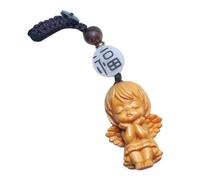 EXCEART Figurine Ange Bois Sculpté Pendentif Aile Ange Décoration Rétroviseur Voiture, Ornement Suspendu Artistique pour Amateurs Spirituels, Naturel Brun, Porte-clés Multifonction,