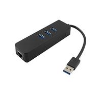 EXCEART Hub USB 3.0 à 3 Ports Adaptateur Ethernet Rj45 10/100mbps en Abs, Transmission de Données pour PC Noir