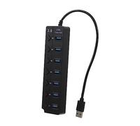 EXCEART Hub USB 3.0 à 7 Ports Interrupteurs Indépendants, Concentrateur Multifonction Sécurisé Anti-Surcharge, Compatible PC Portable, Noir, Transfert de Données Rapide pour Bureau