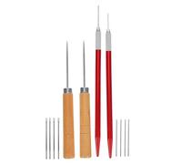 EXCEART Kit Complet D'outils pour Cheveux de Poupée Soi-même Aiguilles Doubles Tailles 0,6mm et 0,8mm, Manche en Bois et Pointe en Acier Inoxydable pour Projets de Coiffure DIY