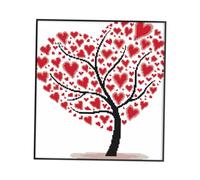 EXCEART Kit de Démarrage de Broderie avec Motif Et Instructions Arbre D'amour de Coeur Rouge Kit de Point de Croix Estampé pour Débutants Point de Croix Compté Préimprimé Précis