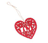 EXCEART Lot de 10 Cœurs en Bois Rouge 80mm, Pendentifs Découpés à Suspendre, Bois Lisse, Décorations DIY pour Mariage, Saint-Valentin Et Scrapbooking