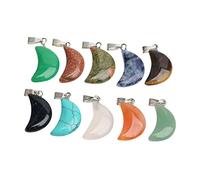 EXCEART Lot de 10 Pendentifs Croissant de Lune en Pierre Naturelle Multicolore, Charme Pierre Naturelle pour Création Bijoux, Présent Saint-valentin Fête des Mères Vacances, Usage Artisanal