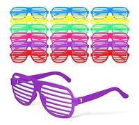EXCEART Lot de 18 paires de lunettes de soleil à obturation fluo en plastique pour fête costumée années 80 avec fentes
