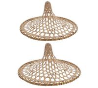 EXCEART Lot de 2 Chapeaux Tissés en Bambou Naturel Diamètre 30 CM Accessoire Multifonction pour Spectacle et Décoration Abat-Jour Beige Artisanal Léger et Confortable