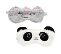 EXCEART Lot de 2 Masques de Sommeil en Peluche Forme Panda et Ours, Cache-yeux Ombrés Respirants pour Maison et Voyage, Confortables et Doux Repos