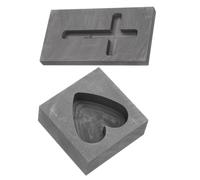 EXCEART Lot de 2 moules en graphite pour fabrication de bijoux - Creusets solides en graphite - Finition bijoux forme cœur - Forme - Amour - Laiton - Croix dorée