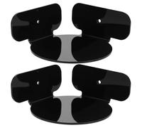 EXCEART Lot de 2 Supports Muraux Noirs en Acrylique, Étagères D’Angle Circulaires Miniatures pour Caméra de Sécurité, Support Mural Polyvalent pour Routeur et Moniteur, Fixation Stable