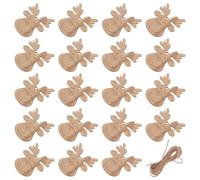 EXCEART Lot de 20 Tranches de Bois Soi-même Forme Renne Décoration de Noël Suspendue Corde en Bois Naturel pour Activités Créatives Garçon et Filles