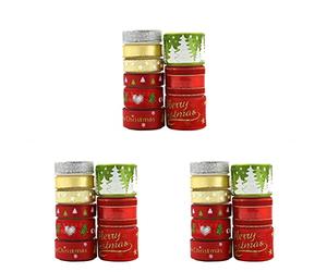 EXCEART Lot De 3 Décorations De Noël Élégantes En Satin Ruban Doré Estampage Pour Fêtes
