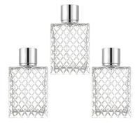 EXCEART Lot de 3 Flacons Vaporisateurs en Verre Blanc 100ml, Rechargeables et Organisateurs de Parfum, Design Carré Plat Motif à Grille, pour Voyage
