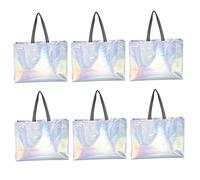 EXCEART Lot de 6 Paquet Fourre-Tout Réutilisables Moyen Taille, Non-tissé Film Laminé Miroir Irisé, Poignées Résistantes, pour Courses, Pique-niques et Emballage Présents