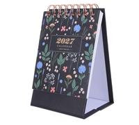 EXCEART Mini Calendrier de Bureau 2027 Noir, Imprimé Floral, Papier | Compact, Affichage Clair des Dates, Prise de Notes Précise, Style Épuré, pour Bureau