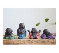 EXCEART Mini Céramique Statue de Bouddha Thé de Moine Animal de Compagnie Miniature Bouddha Figurine de Style Chinois Décoration de Table Ornement pour Bureau à Domicile (Violet)