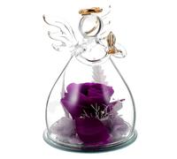 EXCEART Ornement de Couvercle en Verre Ange, Fleur Éternelle, Décoration | Surface Lisse, Couleur Pourpre, Présentation Solide sans Flétrir, Bureau, Table à Manger, Petits Espaces et Présent Amoureux