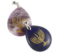 EXCEART Pendentif Décoratif en Pierre Naturelle 2 Pièces Forme Goutte D'eau, Charme Neuf Branches pour Bijoux Hanoukka, Décoration Intérieure et Création de Colliers