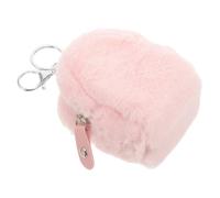 EXCEART Petit Paquet à Main en Peluche avec Porte-clés, Pochette Mini Rose pour Jeunes Filles, Rangement Compact pour Clés et Écouteurs, Accessoire Mode Esthétique