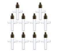EXCEART Petite Fiole en Verre Croix, Bouchon à Vis, Pendentif Noël | Lot de Set de Pièces, Verre Transparent et Fer, pour Sable, Souvenirs de Voyage, Bijoux, Mariage ou Décoration Vintage