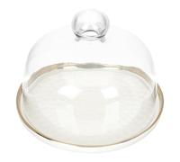 EXCEART Plateau de Rangement pour Gâteaux Blanc en Céramique Cloche en Verre, Multifonctionnel et Facile à Nettoyer, pour Desserts Lors de Fêtes de Noël ou Mariages