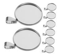 EXCEART Plateaux Pendentifs En Acier Inoxydable 18 Mm Pour Création Diy Bijoux, Kit 20 Pièces, Base Ronde Argentée, Accessoires Pour Fabrication Chaînes Et Breloques Artisanales, Loisirs Créatifs