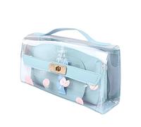 EXCEART Pochette de Papeterie Portable Trousses de Maquillage Transparentes Jolie Trousse à Crayons Trousse Transparente Étui à Crayons Transparent Trousse de Toilette Transparente Blue