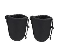 EXCEART Pochette pour Objectif d'Appareil Photo Numérique Paquet Flexible en Néoprène Lot de 2 Cordon de Serrage pour Voyager Compatibilité Reflex Numérique et Élastique Noir