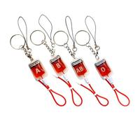 EXCEART Porte-clés 4pcs en Acier Inoxydable Pendentif Sang Type Unique, Accessoire Polyvalent et Pratique pour Clés et Téléphone