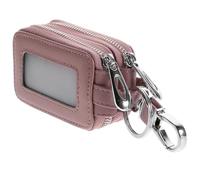 EXCEART Porte-clés de Voiture en Cuir Cattlehide Double Zip et Fixation Ceinture pour Usage Extérieur et Rangement Sécurisé Rouge Couleur Aléatoire