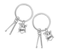 EXCEART Porte-clés Lot de 2 Pièces, Design Unique de Batterie en Alliage de Zinc Argenté Facile à Transporter pour Batteurs pour Collectionneurs de Musique Rock