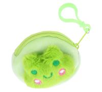 EXCEART Porte-Monnaie Animal Peluche Verte Douce avec Fermeture Éclair Pochette Compacte Multifonction pour Clés Et Écouteurs Sac De Rangement Confortable pour Filles Et Garçons