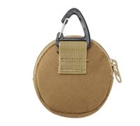 EXCEART Porte-Monnaie Porte-clés Rond Mini Multifonctionnel Tissu Compact Kaki Pochette Voyage Pièces De Monnaie Écouteurs Homme Femme