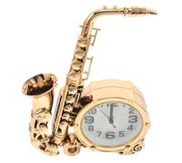 EXCEART Réveil Saxophone de Bureau Vintage en Plastique doré | Horloge de table décorative, figurine d’art à collectionner, style rétro européen, sans pile, pour salon et café