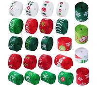 EXCEART Rouleaux De Noël Rubans De Noël Polyester Rubans Gros- Grain Imprimé Ruban Large De Noël Imprimé Gros- Grain Rubans pour Paquet Cadeau