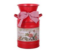 EXCEART Seau à Fleurs Décoratif en Tôle de Fer Rouge avec Nœud Seau pour Compositions Floristiques Séchées Ornement de Pot de Fleurs pour Décoration Intérieure et Jardin Multi-Usages
