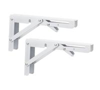 EXCEART Support Triangulaire Pliable en Acier Inoxydable Blanc 2pcs 20cm pour Étagère Murale Robuste Tiges Épaissies et Bouton Ressort pour Rangement Pratique