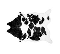 EXCEART Tapis Antidérapant Noir et Blanc en Polyester Imitation Peau de Vache Multifonctionnel Décorative et Confortable pour Chambre à Coucher