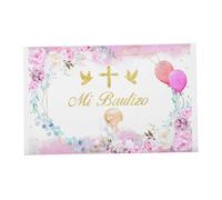 EXCEART Toile De Fond pour Baptême Garçon Fille Décorations De Fête De Baptême Première Communion Portable pour Séances Photo