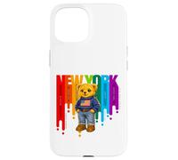 Exceed The Limit New York Teddy Bear- Colorful NYC Boroughs Coque pour iPhone 15