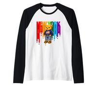 Exceed The Limit New York Teddy Bear- Colorful NYC Boroughs Manche Raglan