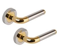 Excel DH3630 Poignées de porte sur rosace ronde en laiton poli Chromé