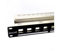 Excel Panneau de brassage Keystone déchargé 24 ports 1U 48,3 cm avec barre de gestion des câbles