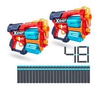Excel Xcess Lot de 2 X-Shot Fléchettes Blaster Combo Pack par ZURU - Jouet Rouge à Double Rotation pour Enfants, Adolescents, Adultes